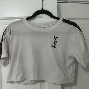 Empyre White Crop Top with Black and Red Accents